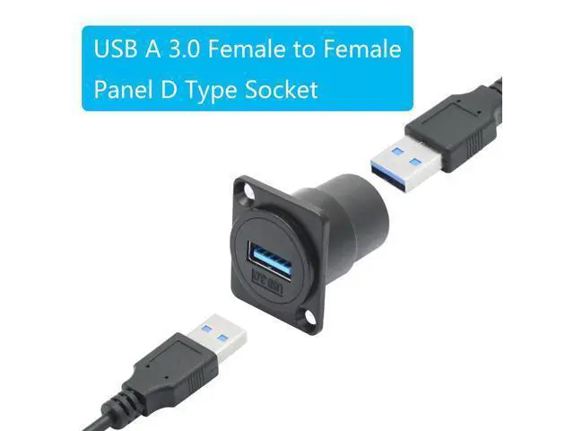 Alt view image 4 of 7 - Vszerda 2Pcs USB 3.0 Panel Mount Connector Socket, D-Type USB 3.0 Through Data Female to Female Coupler with Install Screw, USB High Speed Data Extension Adapter