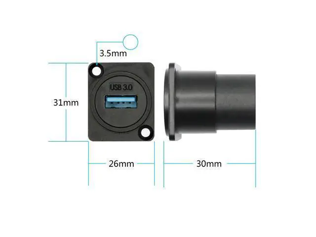Alt view image 7 of 7 - Vszerda 2Pcs USB 3.0 Panel Mount Connector Socket, D-Type USB 3.0 Through Data Female to Female Coupler with Install Screw, USB High Speed Data Extension Adapter