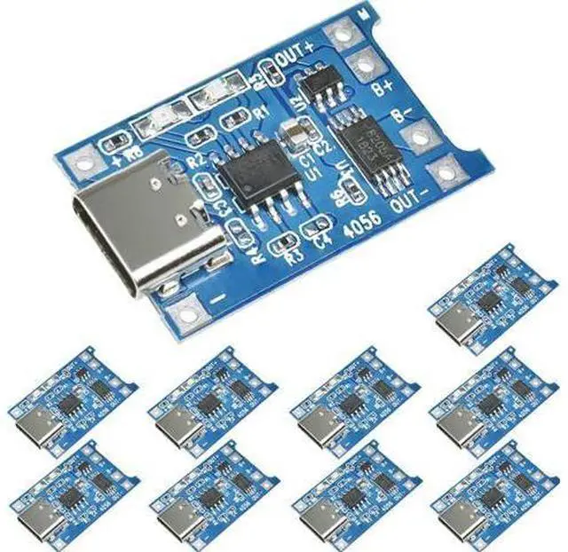 Main image of Vszerda 10PCS 1A High Current 18650 Lithium Battery Charging Board 5V Type-C USB Interface Input Charge Module with Double Protection