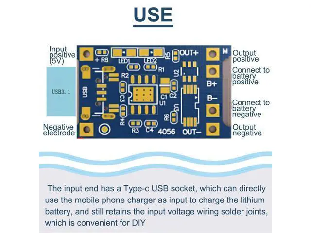 Alt view image 6 of 7 - Vszerda 10PCS 1A High Current 18650 Lithium Battery Charging Board 5V Type-C USB Interface Input Charge Module with Double Protection