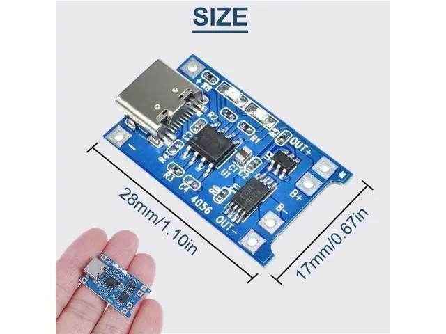 Alt view image 2 of 7 - Vszerda 10PCS 1A High Current 18650 Lithium Battery Charging Board 5V Type-C USB Interface Input Charge Module with Double Protection