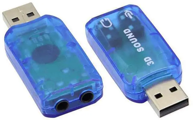 Main image of Vszerda External 5.1 USB Stereo Sound Card USB 2.0 to 3D Audio Sound Card Adapter Virtual 5.1 Channel for Windows and Mac, PC, Notebook with 3.5mm Headphone and Microphone - 2 Pack(Blue)