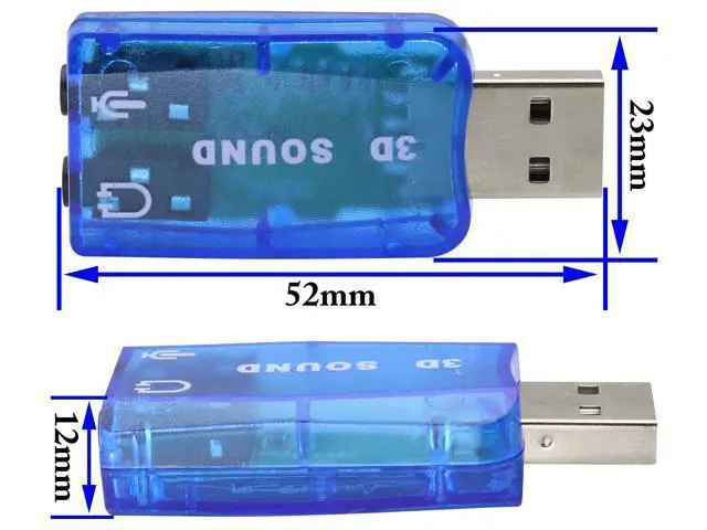 Alt view image 2 of 7 - Vszerda External 5.1 USB Stereo Sound Card USB 2.0 to 3D Audio Sound Card Adapter Virtual 5.1 Channel for Windows and Mac, PC, Notebook with 3.5mm Headphone and Microphone - 2 Pack(Blue)