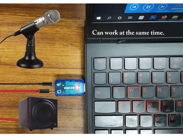 Alt view image 4 of 7 - Vszerda External 5.1 USB Stereo Sound Card USB 2.0 to 3D Audio Sound Card Adapter Virtual 5.1 Channel for Windows and Mac, PC, Notebook with 3.5mm Headphone and Microphone - 2 Pack(Blue)