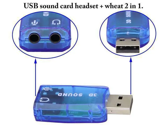 Alt view image 5 of 7 - Vszerda External 5.1 USB Stereo Sound Card USB 2.0 to 3D Audio Sound Card Adapter Virtual 5.1 Channel for Windows and Mac, PC, Notebook with 3.5mm Headphone and Microphone - 2 Pack(Blue)