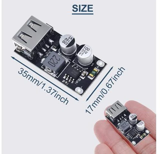 Alt view image 4 of 7 - 5 Pcs 6-32V 9V 12V 24V to 5V 3A Fast Charging Module USB QC3.0 QC2.0 DC-DC Buck Converter Step-Down Quick Charger Circuit Board with USB Cable, 24AWG Wire