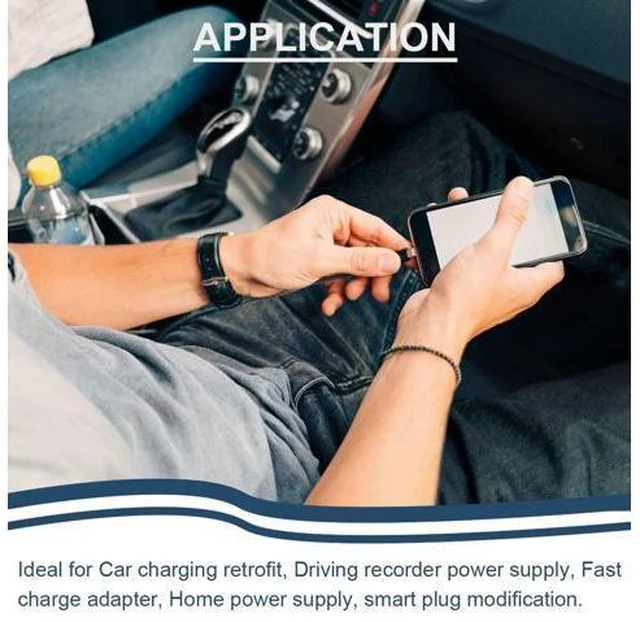 Alt view image 7 of 7 - 5 Pcs 6-32V 9V 12V 24V to 5V 3A Fast Charging Module USB QC3.0 QC2.0 DC-DC Buck Converter Step-Down Quick Charger Circuit Board with USB Cable, 24AWG Wire