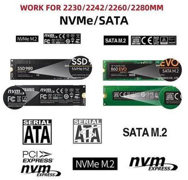 Alt view image 3 of 7 - Vszerda USB 3.0 Type-C USB-C to M-Key M.2 NVMe SSD External PCBA Case Enclosure Portable Adapter RTL9210B Chipset
