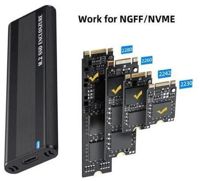 Alt view image 4 of 7 - Vszerda USB 3.0 Type-C USB-C to M-Key M.2 NVMe SSD External PCBA Case Enclosure Portable Adapter RTL9210B Chipset