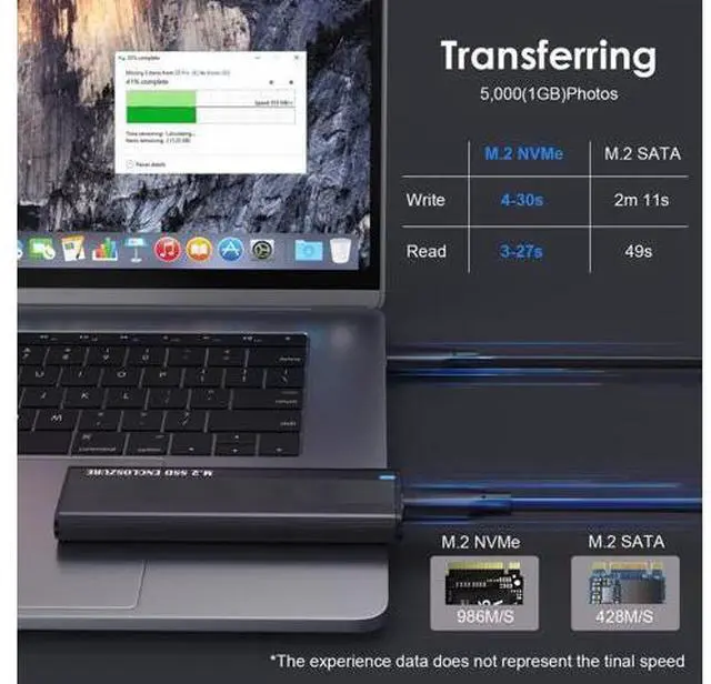 Alt view image 7 of 7 - Vszerda USB 3.0 Type-C USB-C to M-Key M.2 NVMe SSD External PCBA Case Enclosure Portable Adapter RTL9210B Chipset