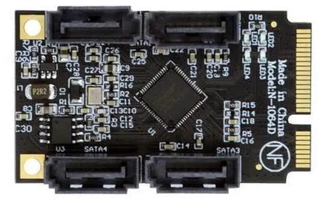 Alt view image 4 of 7 - Vszerda Mini PCI Express PCI-E to SATA 3.0 Extension Card, 4-Ports Adapter Converter 6Gbps Hard Drive for SSD