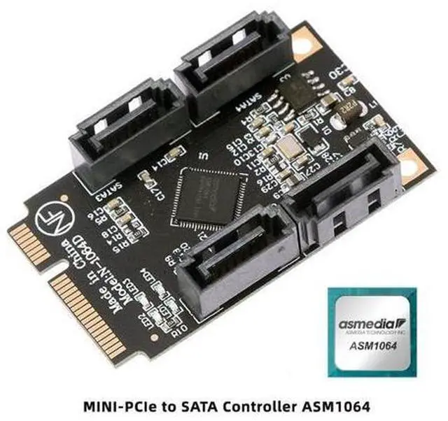 Alt view image 7 of 7 - Vszerda Mini PCI Express PCI-E to SATA 3.0 Extension Card, 4-Ports Adapter Converter 6Gbps Hard Drive for SSD