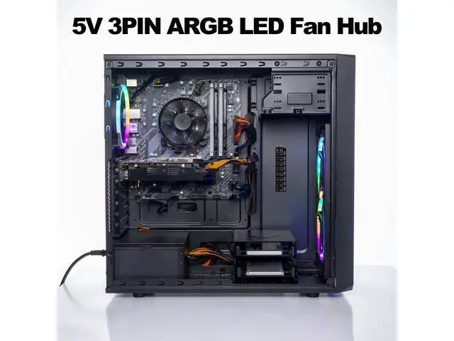 Alt view image 6 of 7 - Vszerda 5V 3PIN ARGB Splitter Hub 1 to 8 Way RGB Fans Hub Controller with Extension Cord for Expansion Motherboard ARGB Interface Sync Fans Lights-2Pcs-35CM