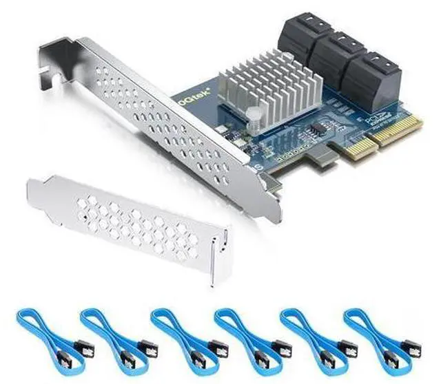 Main image of Vszerda 6-Port PCIe SATA Expansion Card, 6Gbps SATA III Controller with 6 Cables & Low Profile Bracket, PCIe x4, Support 6 Devices for PC/Server/NAS