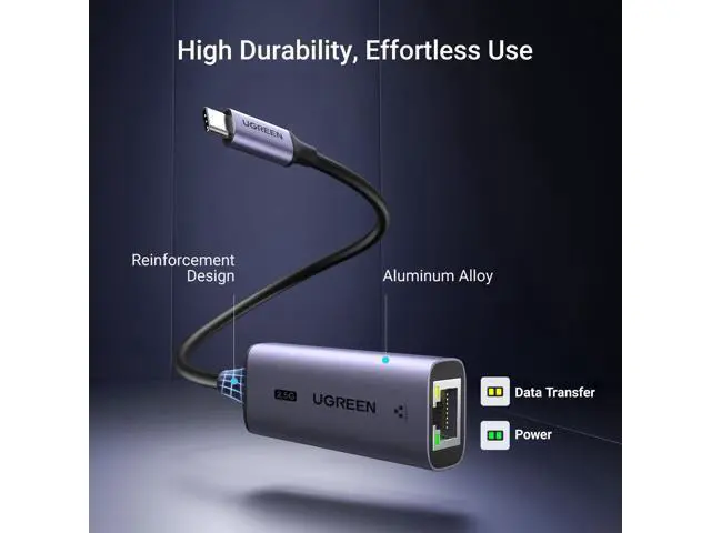 Alt view image 7 of 7 - USB C to Ethernet Adapter 2.5G, Ethernet Adapter for Laptop, Aluminum, Type C (Thunderbolt 4/3 Compatible) to RJ45 Network Internet, Compatible for NAS, MacBook Air/Pro, XPS, iPhone 17 Pro/Max