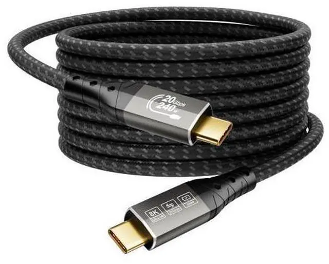 Main image of Vszerda Long USB C to USB C Cable 16FT, Supports Up to 20Gbps Data Transfer, 240W Charging, 8K@30Hz, 4K@60Hz /144Hz Video Output, USBC Display Cord for Monitor, Laptop, MacBook Pro, iPad Pro (5m)