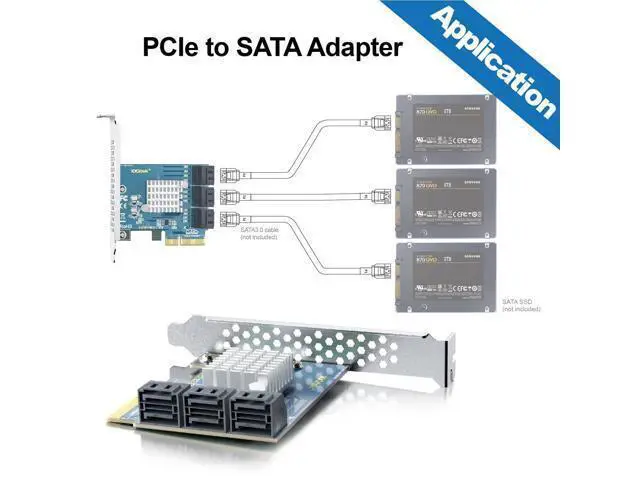 Alt view image 4 of 4 - Vszerda 6-Port PCIe SATA Expansion Card, 6Gbps SATA III Controller with 6 Cables & Low Profile Bracket, PCIe x4, Support 6 Devices for PC/Server/NAS