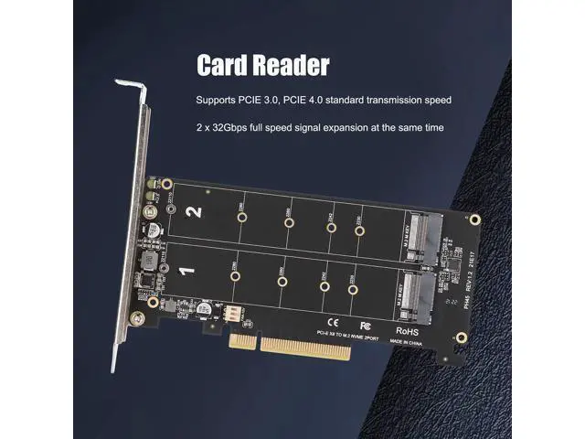 Alt view image 2 of 7 - Vszerda M.2 NVME SSD M Key to PCIE X8 Adapter Card, PCIE to NVME Drive Expansion Card, 32Gbps SSD PCIE 3.0/4.0 Adapter for Desktop PC, PCI E Full Channel Full Speed(ph45)