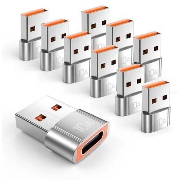 Main image of Vszerda 10Pack 200W USB C to USB Adapter, with Fast Charging & 480MB Data Transfer, USB C Converter for Apple Watch Ultra iWatch Series 8 7,iPhone 16 15 Plus Pro Max,Silver