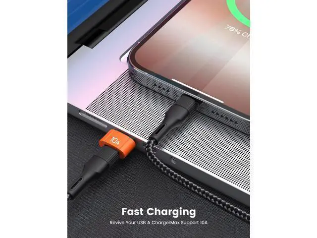 Alt view image 4 of 6 - Vszerda 10Pack 200W USB C to USB Adapter, with Fast Charging & 480MB Data Transfer, USB C Converter for Apple Watch Ultra iWatch Series 8 7,iPhone 16 15 Plus Pro Max,Orange