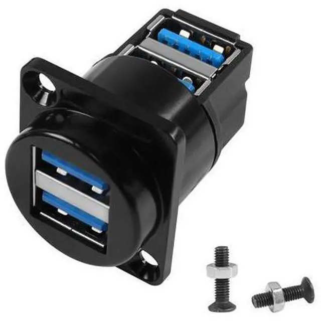 Main image of Vszerda Dual USB 3.0 Panel Mount 90 Angle Adapter, 2 Female to 2 Female Right Angle Connector, Dual USB3.0 Data Transfer and Charging, Extended Extension
