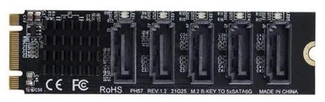 Main image of Vszerda NGFF Key B+M to SATA 3.0 6Gbps 5 Ports Adapter Converter Port Select JMB575