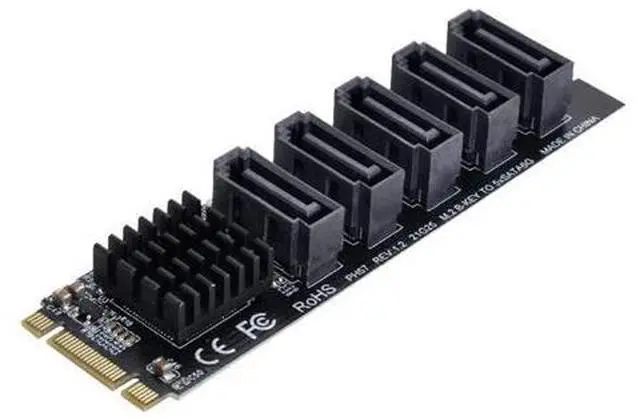 Alt view image 2 of 7 - Vszerda NGFF Key B+M to SATA 3.0 6Gbps 5 Ports Adapter Converter Port Select JMB575