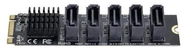 Alt view image 6 of 7 - Vszerda NGFF Key B+M to SATA 3.0 6Gbps 5 Ports Adapter Converter Port Select JMB575