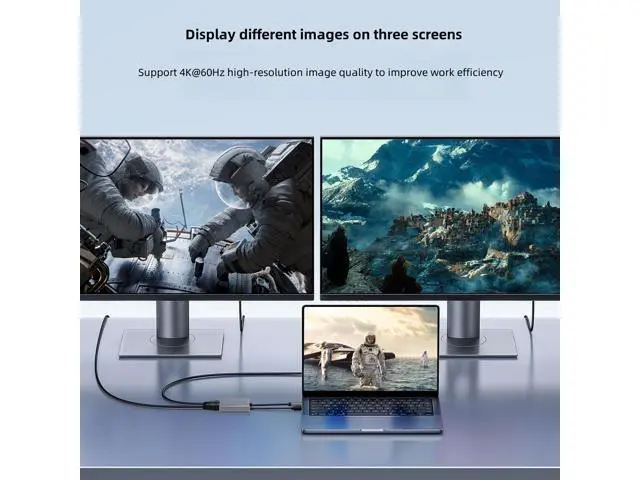 Alt view image 2 of 7 - Vszerda DisplayPort to Dual DisplayPort Adapter, 4K@60Hz DP Splitter 1 in 2 Out Extended Display MST DP to 2 DP Female for Dual Monitors Compatible with PC,Graphic Card,NVIDIA,AMD