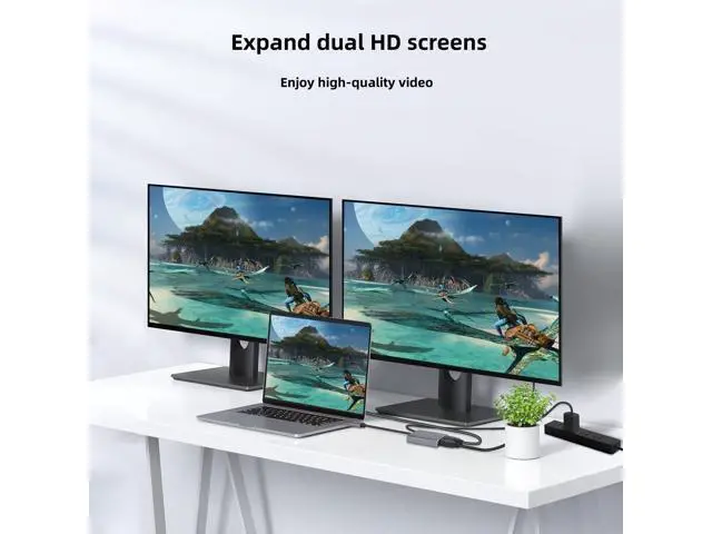 Alt view image 4 of 7 - Vszerda DisplayPort to Dual DisplayPort Adapter, 4K@60Hz DP Splitter 1 in 2 Out Extended Display MST DP to 2 DP Female for Dual Monitors Compatible with PC,Graphic Card,NVIDIA,AMD
