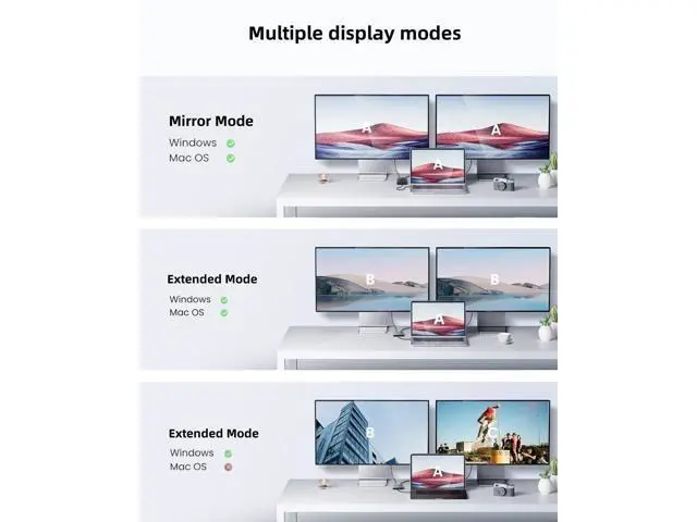 Alt view image 6 of 7 - Vszerda DisplayPort to Dual DisplayPort Adapter, 4K@60Hz DP Splitter 1 in 2 Out Extended Display MST DP to 2 DP Female for Dual Monitors Compatible with PC,Graphic Card,NVIDIA,AMD