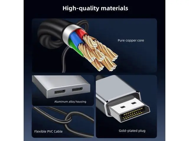 Alt view image 5 of 7 - Vszerda DisplayPort to Dual DisplayPort Adapter, 4K@60Hz DP Splitter 1 in 2 Out Extended Display MST DP to 2 DP Female for Dual Monitors Compatible with PC,Graphic Card,NVIDIA,AMD