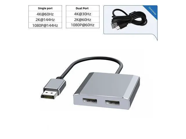 Alt view image 7 of 7 - Vszerda DisplayPort to Dual DisplayPort Adapter, 4K@60Hz DP Splitter 1 in 2 Out Extended Display MST DP to 2 DP Female for Dual Monitors Compatible with PC,Graphic Card,NVIDIA,AMD