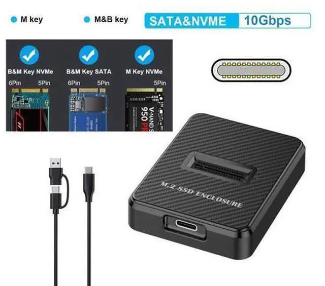 Alt view image 4 of 7 - Vszerda USB 3.0 USB-C Type-C to NVME M-Key M.2 SATA SSD Docking Vertical External PCBA Case Enclosure RTL9210B Chipset