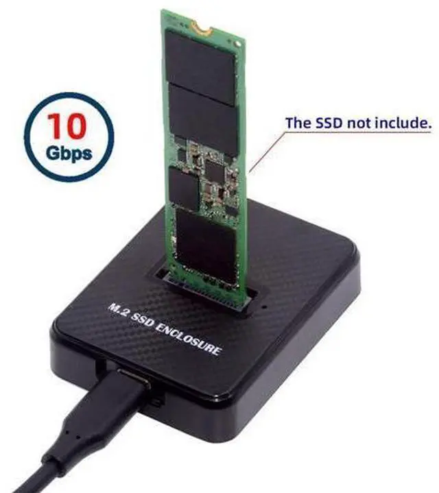 Alt view image 7 of 7 - Vszerda USB 3.0 USB-C Type-C to NVME M-Key M.2 SATA SSD Docking Vertical External PCBA Case Enclosure RTL9210B Chipset