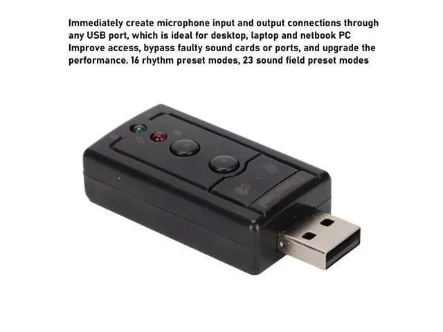 Alt view image 3 of 7 - Vszerda 7.1 Channel USB External Sound Audio Adapter Laptop PC Sound Built in Amplifier and Volume Controls with 3.5MM Ports and Microphone for Wins/for Android