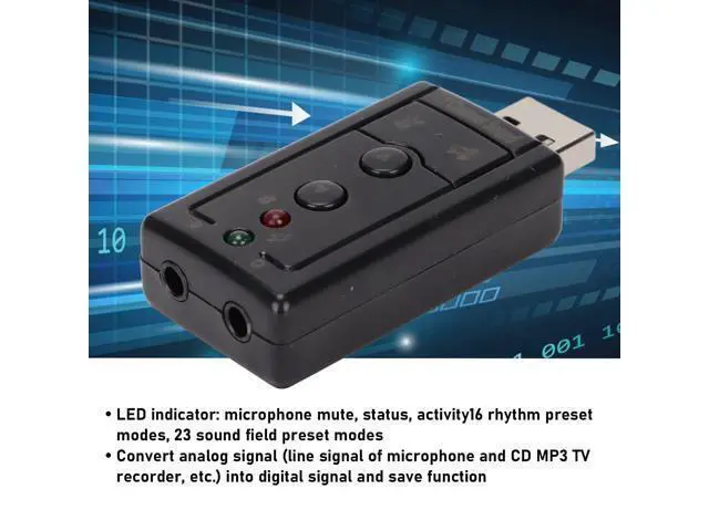 Alt view image 5 of 7 - Vszerda 7.1 Channel USB External Sound Audio Adapter Laptop PC Sound Built in Amplifier and Volume Controls with 3.5MM Ports and Microphone for Wins/for Android