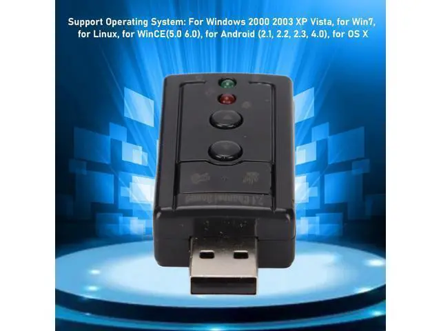 Alt view image 6 of 7 - Vszerda 7.1 Channel USB External Sound Audio Adapter Laptop PC Sound Built in Amplifier and Volume Controls with 3.5MM Ports and Microphone for Wins/for Android