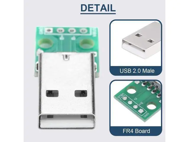 Alt view image 3 of 7 - Vszerda 10 Pcs USB 2.0 Male to DIP Adapter 2.54mm 4 Pin USB 2.0 to DIP Converter Breakout Board for DIY Power Supply with 40 Pin Header