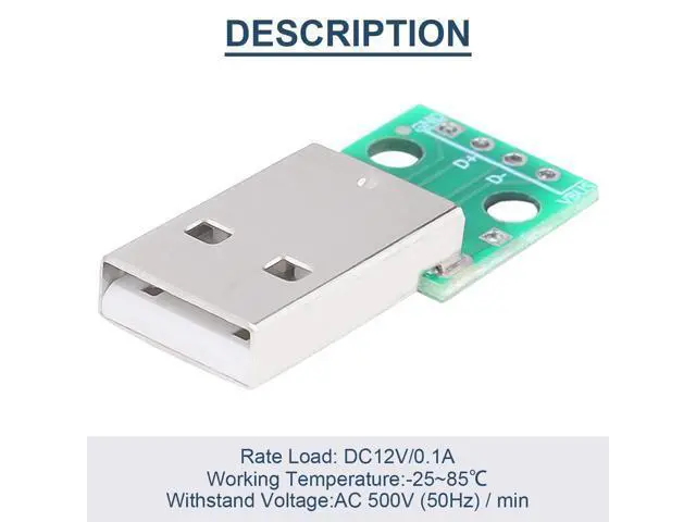 Alt view image 2 of 7 - Vszerda 10 Pcs USB 2.0 Male to DIP Adapter 2.54mm 4 Pin USB 2.0 to DIP Converter Breakout Board for DIY Power Supply with 40 Pin Header