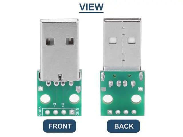 Alt view image 6 of 7 - Vszerda 10 Pcs USB 2.0 Male to DIP Adapter 2.54mm 4 Pin USB 2.0 to DIP Converter Breakout Board for DIY Power Supply with 40 Pin Header