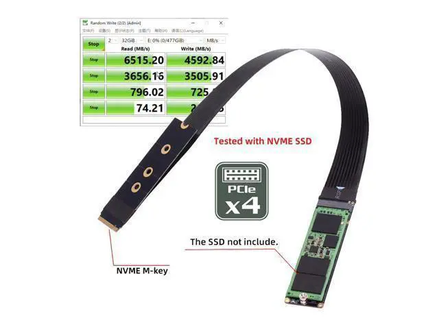 Alt view image 6 of 7 - Vszerda M-Key NVME Male to Female Extension PCI Express Cable 30cm PCI-E 4.0 for Mainboard SSD 2230/2242/2260/2280