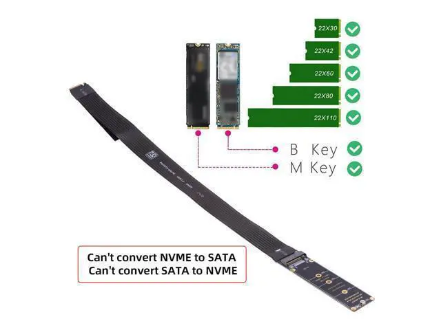 Alt view image 5 of 7 - Vszerda M-Key NVME Male to Female Extension PCI Express Cable 30cm PCI-E 4.0 for Mainboard SSD 2230/2242/2260/2280