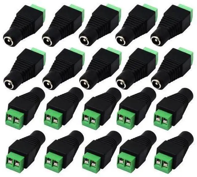Main image of Vszerda DC 5.5 X 2.1mm Adapter - 2.1mm to 5.5mm Female Barrel Power Jack to 2 Pin/Way Female Bolt Screw Type Terminals Connector for CCTV Security Camera, LED Strip Light (20 Pack)