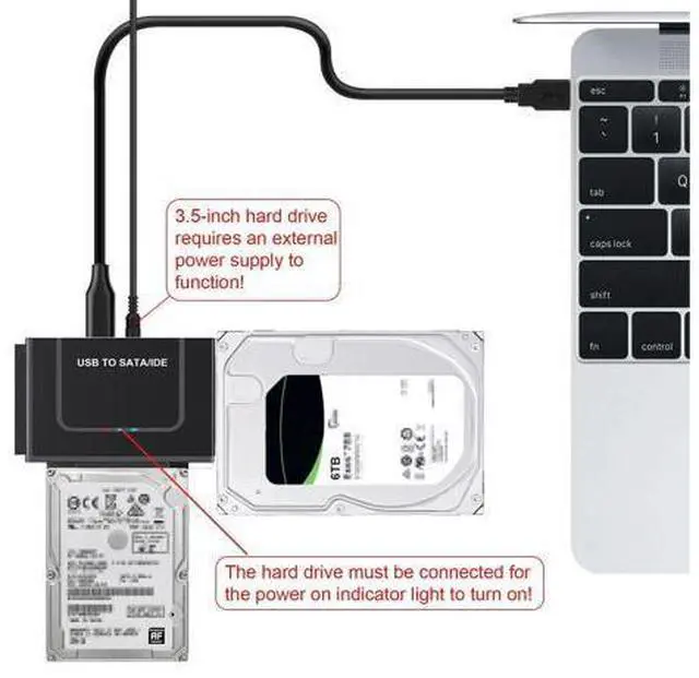 Alt view image 6 of 7 - Vszerda USB to SATA Adapter, Hard Drive Reader IDE to USB Adapter Data Converter for 2.5 3.5 HDD SSD with 12/2A Power Adapter