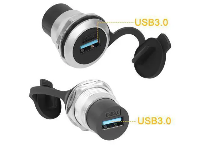 Alt view image 2 of 7 - Vszerda USB3.0 Panel Threaded Fixed Mount Coupler Adapter USB3.0 Female to Female Recessed Panel Mount Connector 5Gbps, Anti-loosening Gasket Dust-Proof Cover, for Dashboard or Device Panel