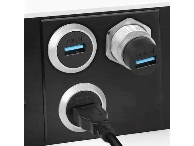 Alt view image 4 of 7 - Vszerda USB3.0 Panel Threaded Fixed Mount Coupler Adapter USB3.0 Female to Female Recessed Panel Mount Connector 5Gbps, Anti-loosening Gasket Dust-Proof Cover, for Dashboard or Device Panel