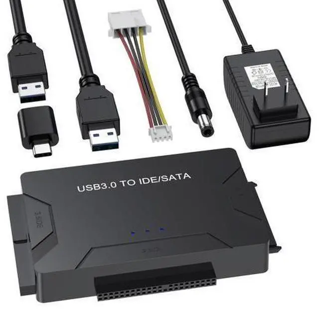 Main image of Hard Drive Reader USB 3.0 & Type C to SATA IDE Adapter, Internal Data Transfer Recovery Converter Kit with 12V/2A Power for 2.5"/3.5" SATA/IDE HDD SSD Hard Disk Internal Blu-ray Drive, up to 20TB