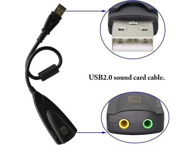 Alt view image 3 of 7 - Vszerda USB External Stereo Sound Adapter 5hv2 Multi-Function USB 2.0 External 3D Virtual 7.1 Channel Sound Card Adapter with 3.mm Headphone Mic Jack for Mac Win 7 PC Laptop Desktop