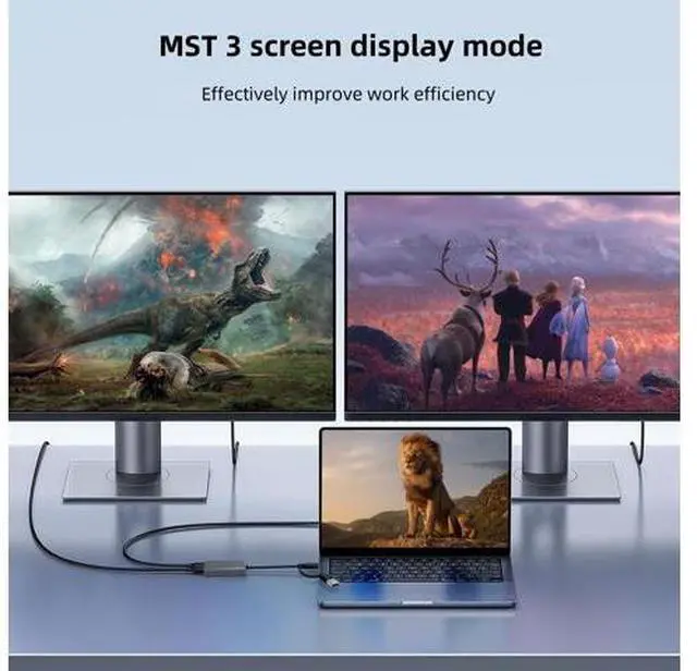 Alt view image 3 of 7 - Vszerda USB C/A 3.0 to Dual HDMI Adapter,MST USB C/A 3.0 to 2X HDMI Monitor Converter, HDM I Splitter for Dual Monitors, Support 3 Different Screens (Extend & Mirror) for Windows & Mac